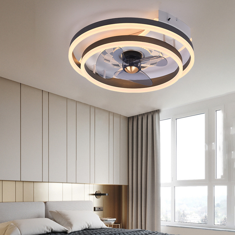 Light Luxury Style Ultra-Thin Bedroom Nordic Hanging Light Restaurant Round Ceiling Fan Lamp