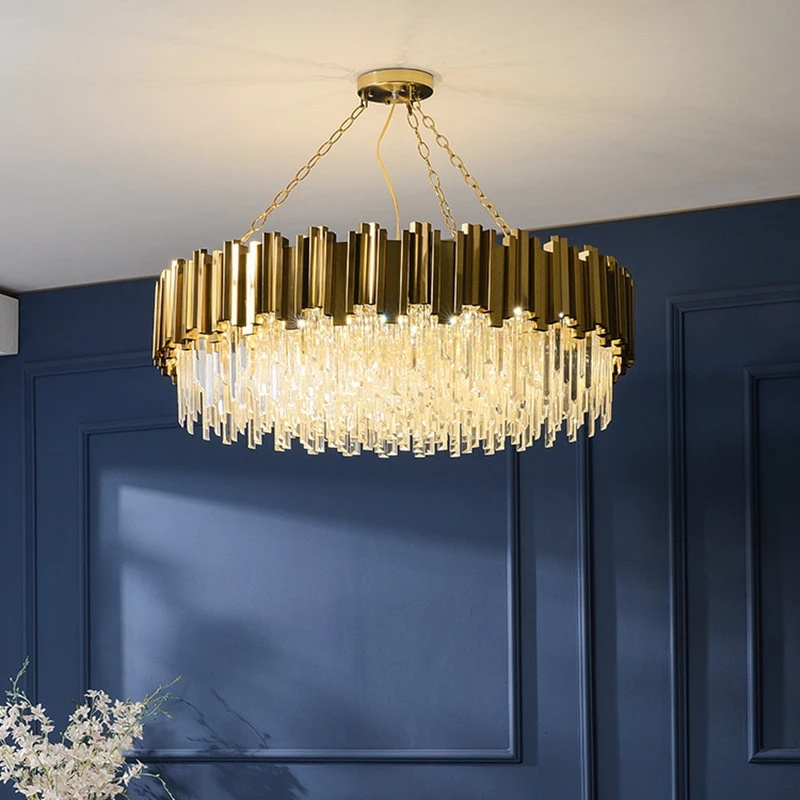 LIDO Modern Dining Room Gold Led Suspend Luxury Lustre Modern Hotel K9 Crystal Chandelier Pendant Lights