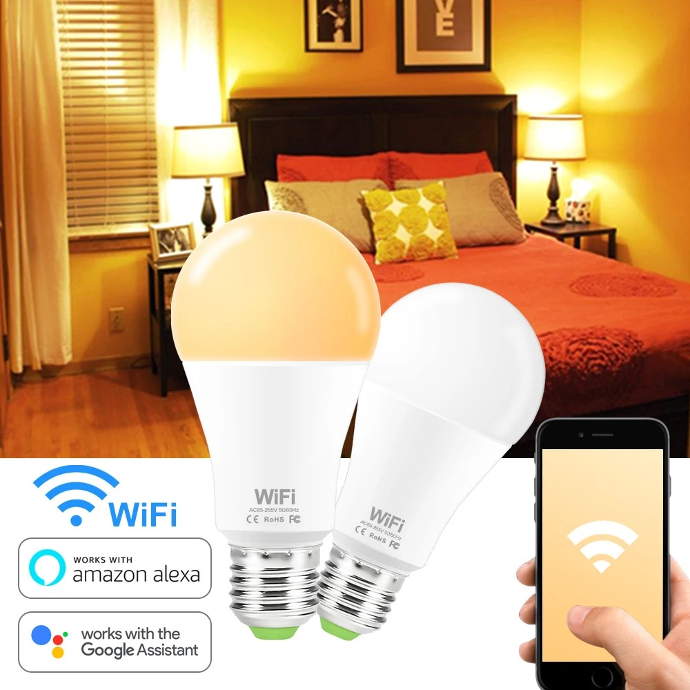 New Low Voltage&Energy-Saving Bulb Wifi Factory Direct Sale High Bright Wireless Globe Bulb Aluminum A60 6W Rgb Gu10 Smart Bulb