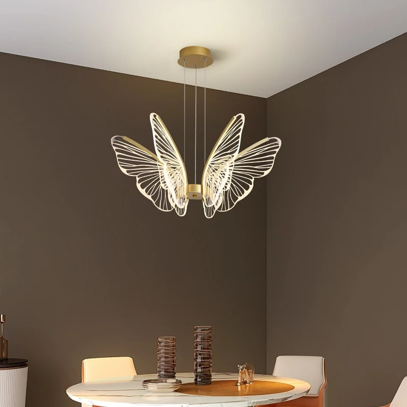 New Modern Minimalist Creative Dining Living Room Bedroom Children's Room LED Smart Lamps Decorative Butterfly Chandelier