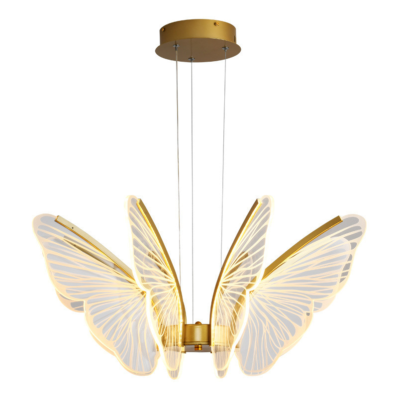 New Modern Minimalist Creative Dining Living Room Bedroom Children's Room LED Smart Lamps Decorative Butterfly Chandelier