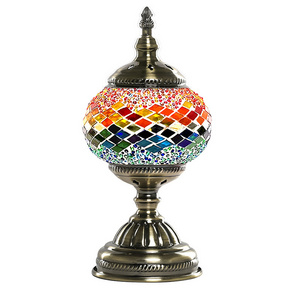 Hotel Decorative Vintage Handmade Mosaic Stained Glass Rechargeable LED Bedroom Desk Mosaic Turkish Lamp