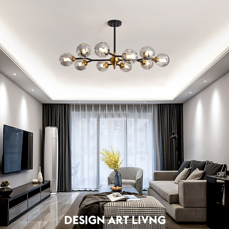 Modern Chandeliers Luxury Golden Glass Ball Kitchen Dining Living Room Bedroom Home Hanging Indoor Lighting Fixtures