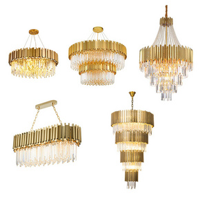 LIDO Modern Dining Room Gold Led Suspend Luxury Lustre Modern Hotel K9 Crystal Chandelier Pendant Lights