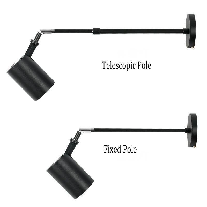 Aluminium Sconces White Black Long Arm Wall Spot light for Painting Picture Gallary Telescopic Pole Spotlight Wall Lamps