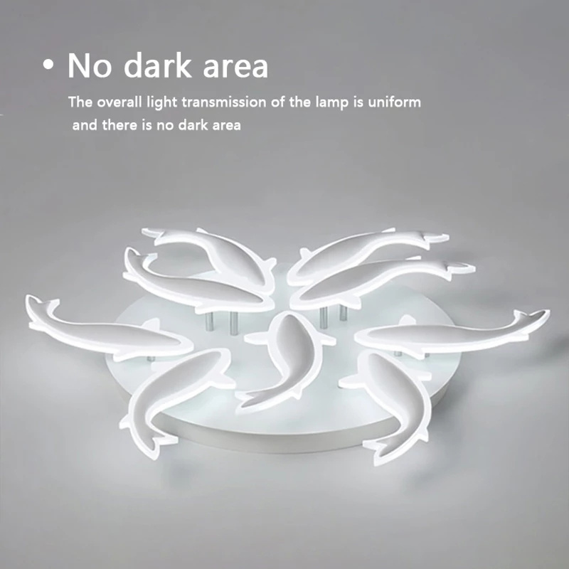 New Style Creativity Design Ceiling Lighting Remote Control Acrylic Led Ceiling Lamp for Living Room Fish-Shape Led Chandelier