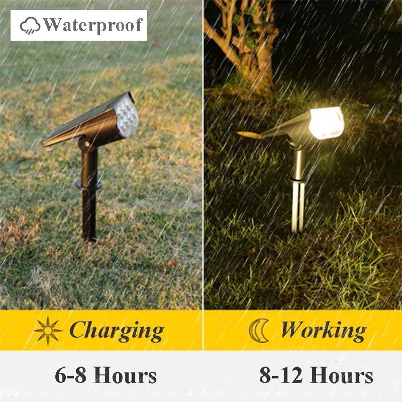 LED Solar Landscape Spotlights Waterproof Outdoor Solar Powered Garden Light Adjustable Wireless RGB Lawn Spot Light For Yard