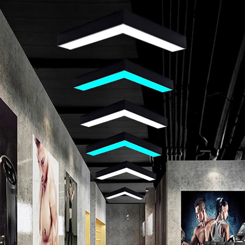 CSLIDO Linear RGB LED Industrial Chandelier Gym Lighting Customized Design Office Gym Ceiling V-shaped Pendant Light