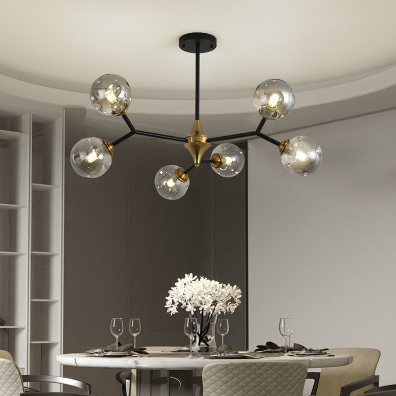 Modern Chandeliers Luxury Golden Glass Ball Kitchen Dining Living Room Bedroom Home Hanging Indoor Lighting Fixtures