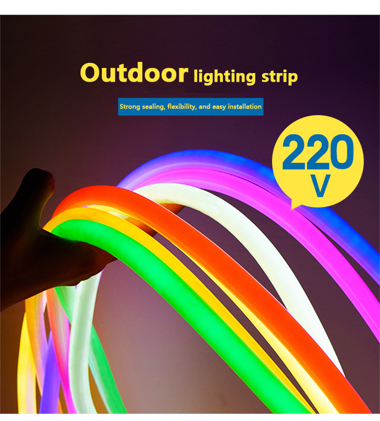 CSLIDO New Round LED Flexible Strip Light 220V SMD 2835 LED Neon Flex Tube Outdoor Waterproof Rope String Neon Lamp