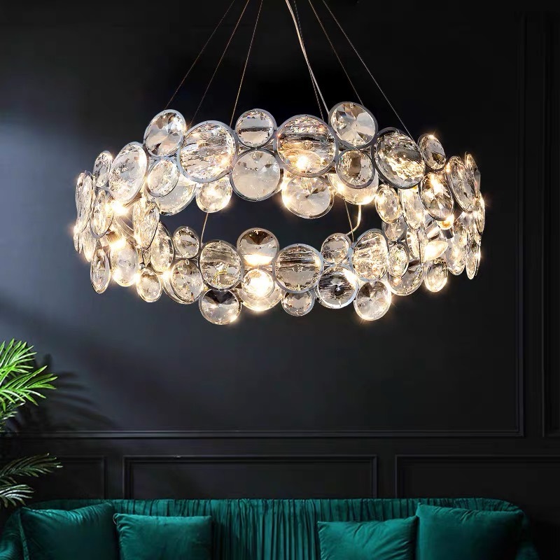 Modern Luxury K9 Crystal Chandeliers Lighting Chrome Lustre Cristal Ceiling Pendant Fixtures For Living Home Decoration Lamp