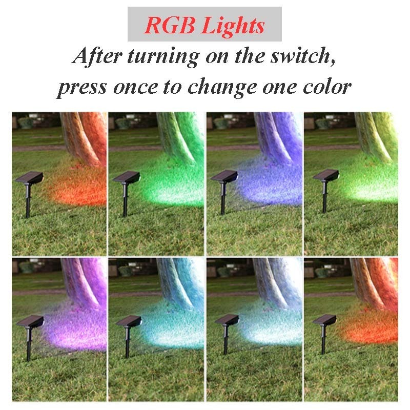 LED Solar Landscape Spotlights Waterproof Outdoor Solar Powered Garden Light Adjustable Wireless RGB Lawn Spot Light For Yard