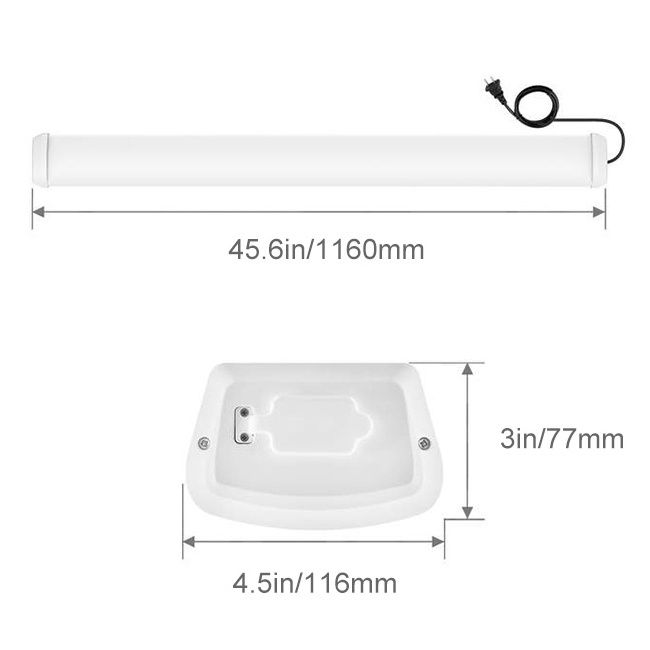 Wall switch IP44 white Insect proof commercial waterproof Linkable 48W 4ft 120cm Ultra-thin LED Vapor lighting