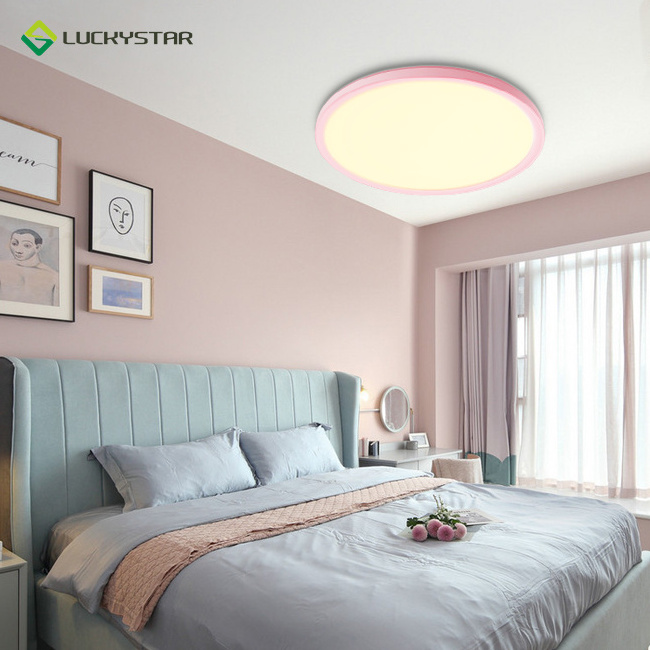 Modern CCT with remote control  bedroom lamp   12inch  Pink blue 18W  Fashion Home Round Led Ceiling Light