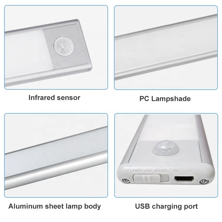 USB Rechargeable Motion Sensor Lights Magnetic Sticky under cabinet lights for Closet, Wardrobe, Kitchen, bedroom