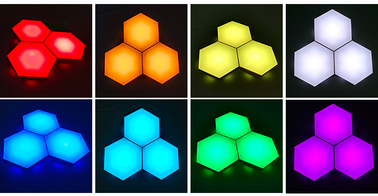 Wall mounted honeycomb quantum RGBIC DIY led night lights Smart Led Hexagonal Modular Light Home Decorative Wall lights