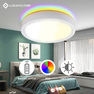 LUCKYSTAR smart CCT RGB Remote Control star lamp shade European market IP20 24w Metal Led Ceiling Light for Dining room