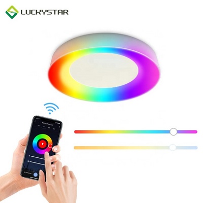 12 inch 16 inch Smart LED Flush Mount Ceiling Light CCT RGB Color Changing ceiling Light APP Control indoor led ceiling lights