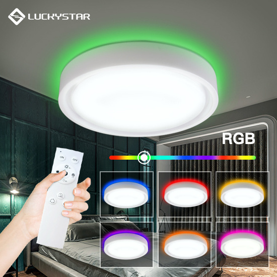 LUCKYSTAR smart CCT RGB Remote Control star lamp shade European market IP20 24w Metal Led Ceiling Light for Dining room