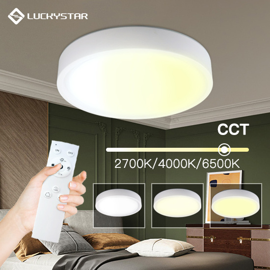 LUCKYSTAR smart CCT RGB Remote Control star lamp shade European market IP20 24w Metal Led Ceiling Light for Dining room