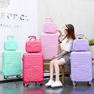 Lovely Girl Special Design Colorful Suitcase Sets Cartoon Children Kids Luggage With  Makeup Boxs  toiletries cosmetic wash bag