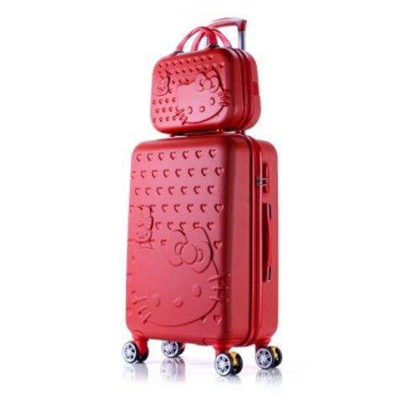 Custom KT cat Cartoon Girls ABS Hard Shell Carry on Travel Luggage cosmetic case toiletries bag 14 20 24 inch suitcase