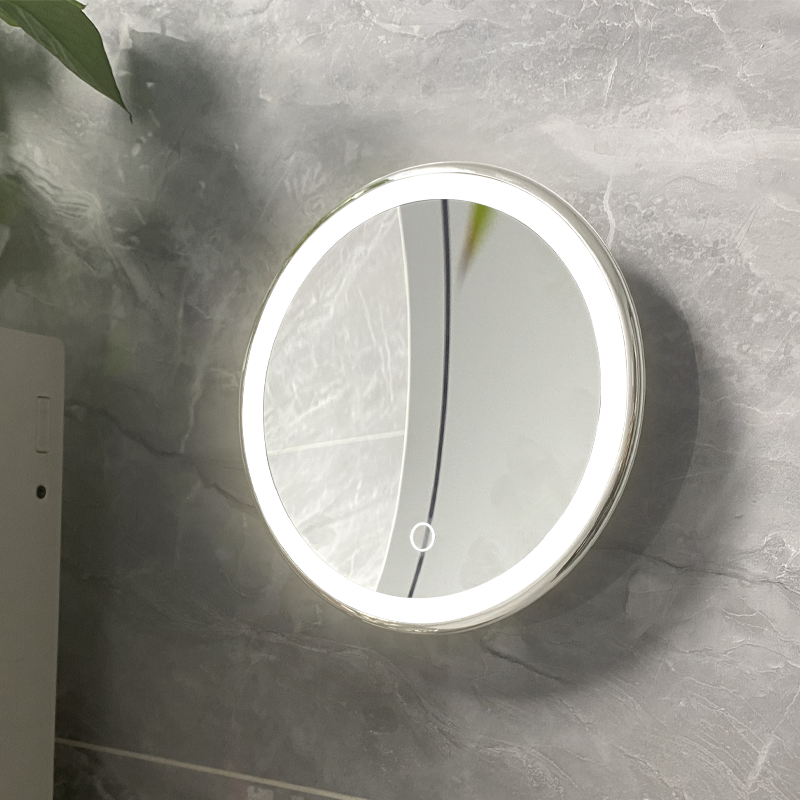 Custom Round 10X 15X Magnification Transparent Suction Cup LED Mirror Toilet Bathroom Wall Makeup Mirror With Light