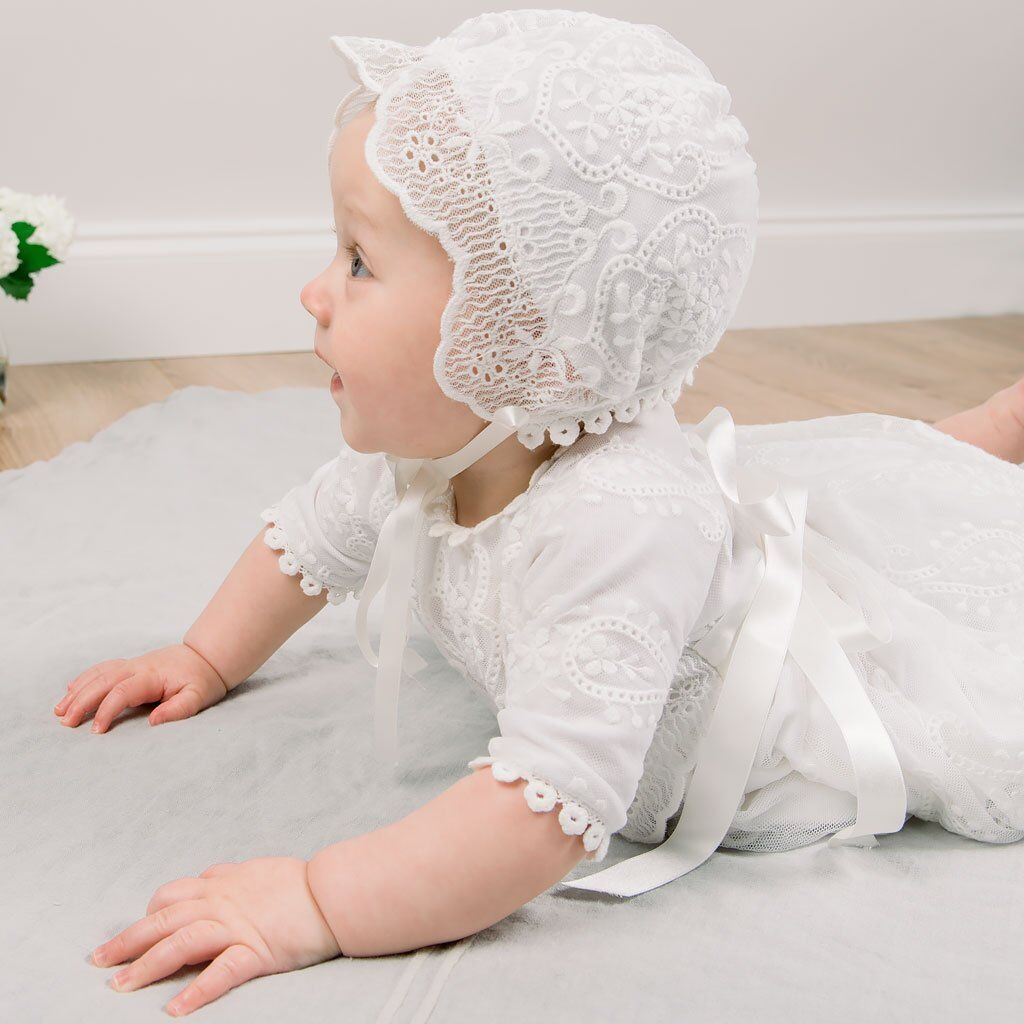 2024 New 0-2 Years Long Sleeves Ivory Lace Baptism Dress Christening Gown Baby Girl Toddler dress for baptism