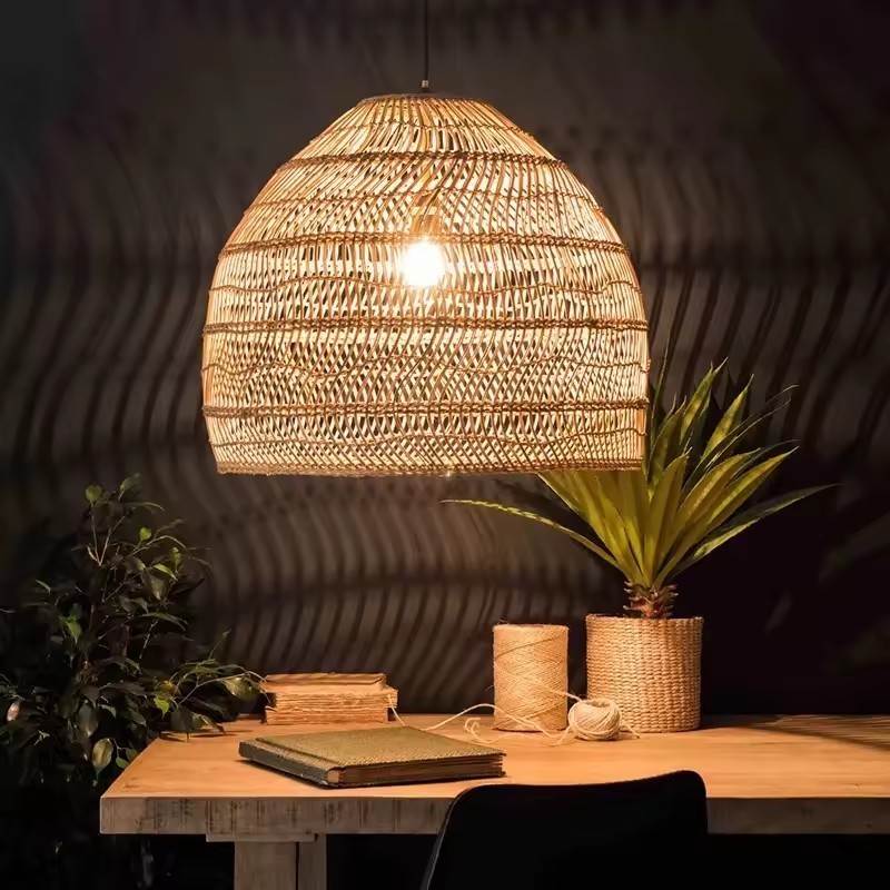 Natural Bamboo Chandelier Rustic Woven Chandelier Rattan Ceiling Light Fixtures Creative Chandelier Handcraft Lamp