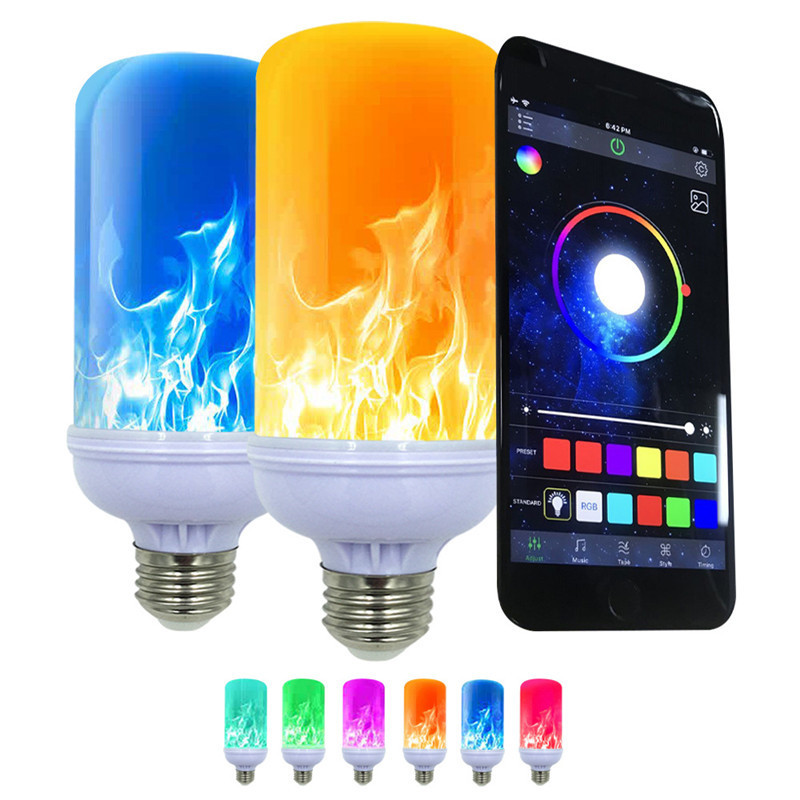 App Control E27 LED Flame Effect Light Bulbs Flickering Fire Bulb 6W