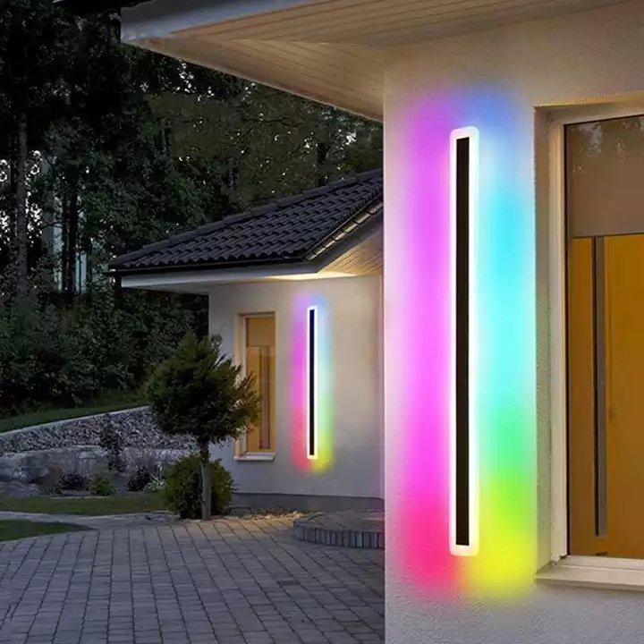 Dropshipping Warm White RGB RGBW Wifi Outdoor Exterior Sconces Linear Wall Lamp 240CM 150CM 120CM Long Strip LED Wall Light