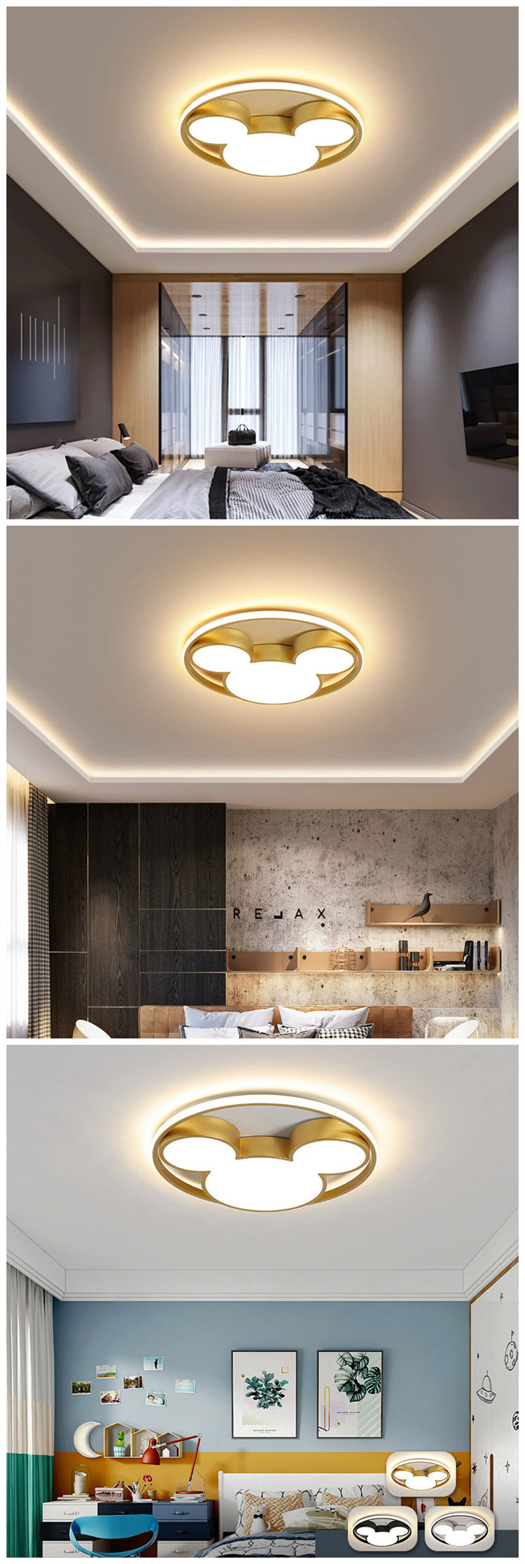 Bedroom Kindergarten Ceiling Light Fixtures Gold Ceiling Lamps For Living Children's Room Mickey Mouse Ceiling Lights