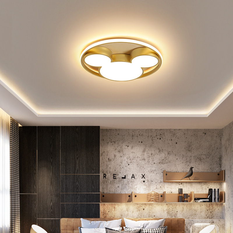 Bedroom Kindergarten Ceiling Light Fixtures Gold Ceiling Lamps For Living Children's Room Mickey Mouse Ceiling Lights