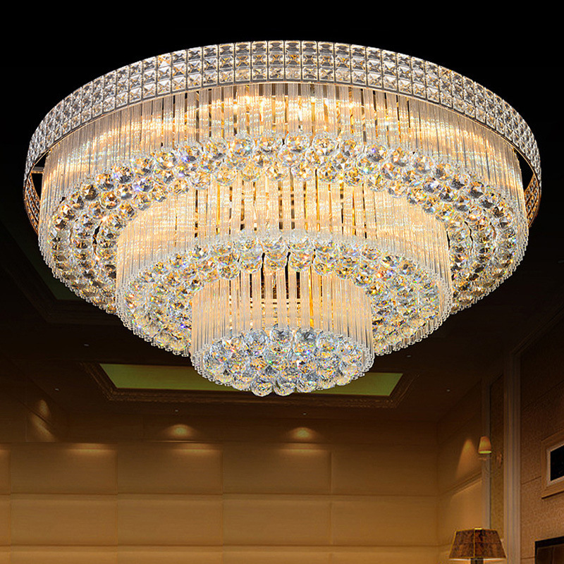 Modern Decorative Fixtures Large Round Flush Indoor Ceiling Lamp Crystal LED Ceiling Light