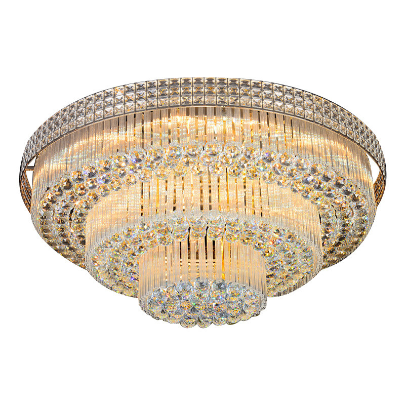 Modern Decorative Fixtures Large Round Flush Indoor Ceiling Lamp Crystal LED Ceiling Light