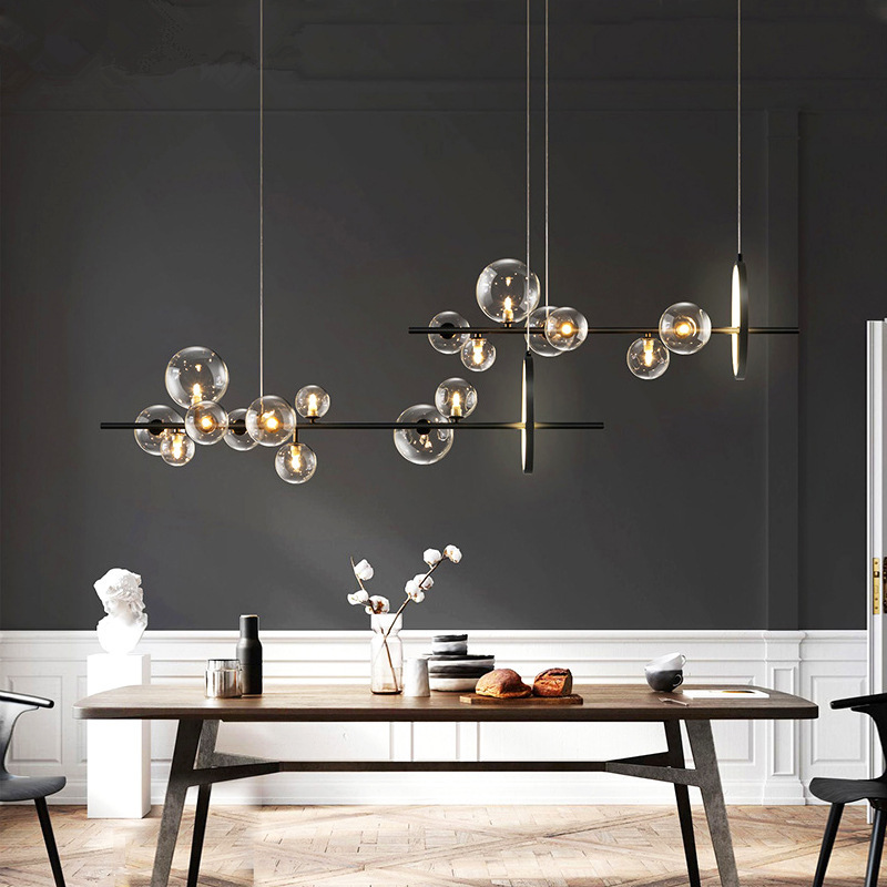 Nordic Creative Chandelier For Dining Room Living Room Bar Home Decor Lighting Glass Ball LED Pendant Light