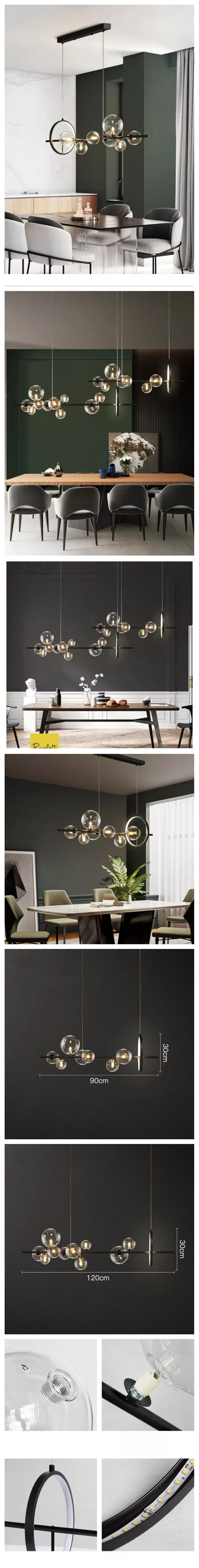 Nordic Creative Chandelier For Dining Room Living Room Bar Home Decor Lighting Glass Ball LED Pendant Light