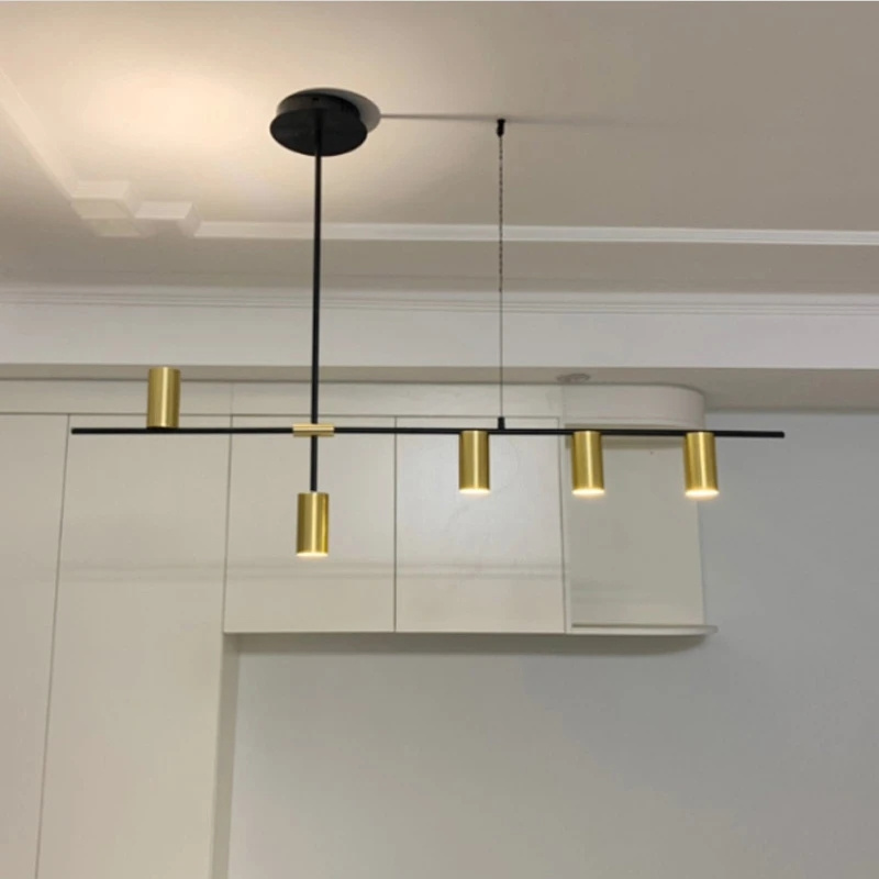 Nordic Modern Longer Chandelier Dining Table Fixtures Black Pendant Lights Restaurant Bar Kitchen Decor Chandelier Ceiling Light