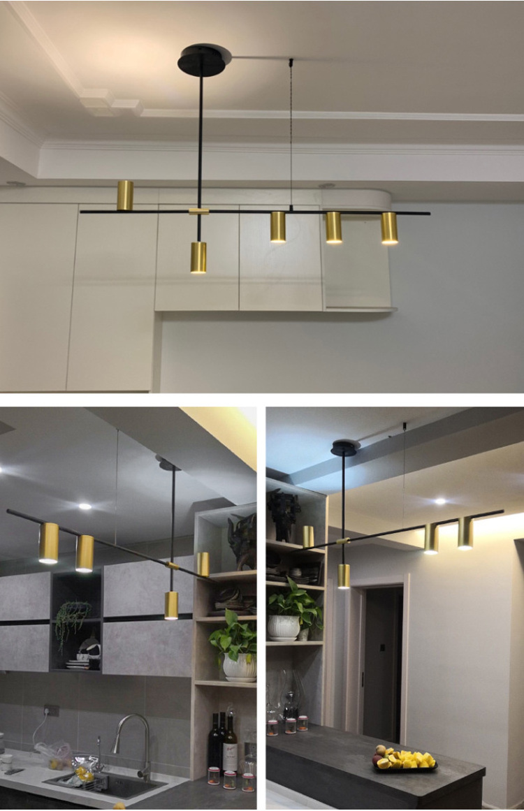 Nordic Modern Longer Chandelier Dining Table Fixtures Black Pendant Lights Restaurant Bar Kitchen Decor Chandelier Ceiling Light