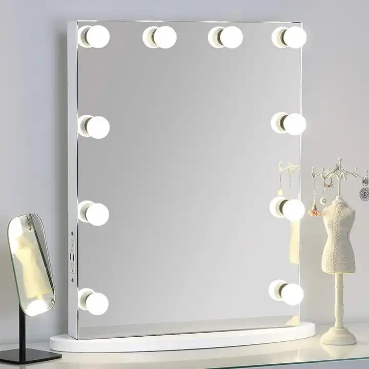 Factory Direct Sale Desktop LED Makeup Mirror Fill Light with Bulb for Bedroom Bathroom Large Hollywood Makeup Mirror Light