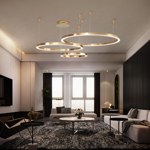 Crystal Modern Led Ceiling Fixtures Dining Room Pendant Lights Contemporary 3 Rings Adjustable Chandelier