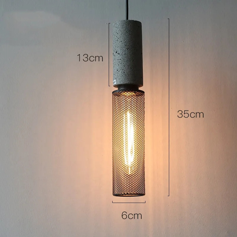 Industrial LED Pendant Light Retro Cement Hanging Fixture Living Room Bedroom Illumination Bar Dining Room Decor Lamp