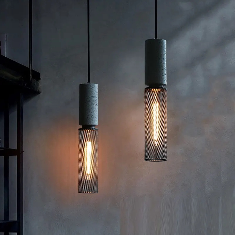 Industrial LED Pendant Light Retro Cement Hanging Fixture Living Room Bedroom Illumination Bar Dining Room Decor Lamp