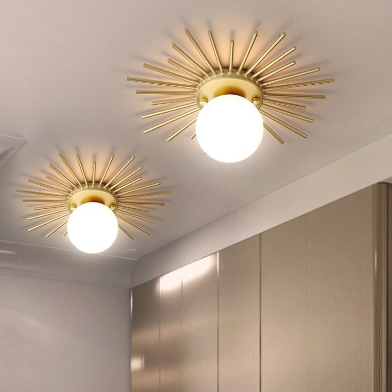 Simple Personality Luxury Sun Aisle Ceiling Light LED Gold Corridor Balcony Children's Room Porch Ceiling Lamp