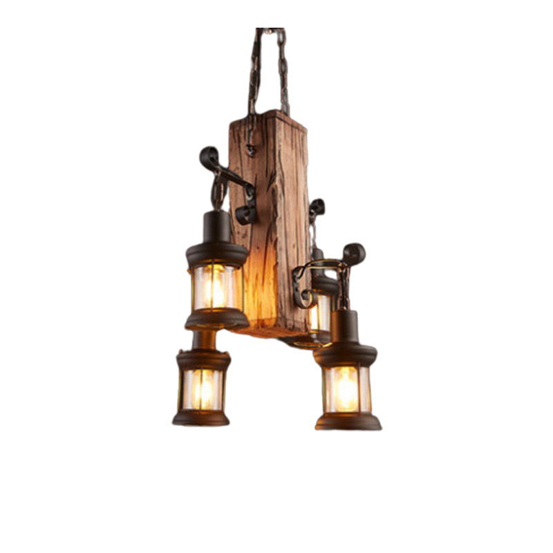 Rustic Vintage Boat Hanging Antique Loft Chandelier Retro Creative Wooden Home LED Pendant Light