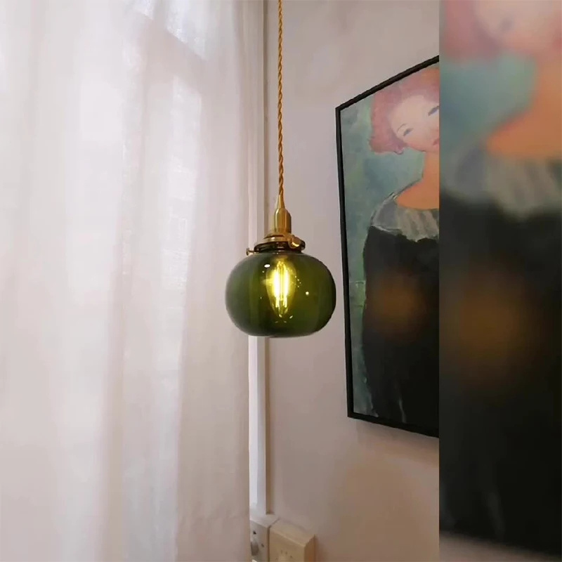 Nordic Modern Glass Ball Pendant Lights Fixtures Bedroom Bathroom Edison Bulb LED Pendant Lamp