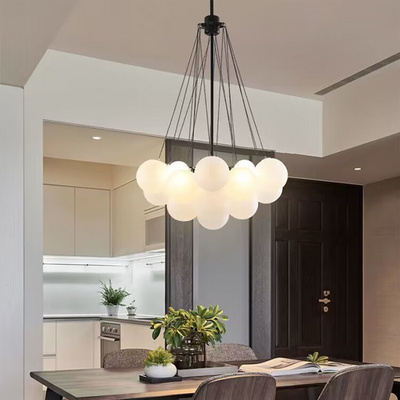 Modern Glass Ball Hanging Pendant Light For Dining Living Room Bedroom Gold Black Glass Bubble Chandelier