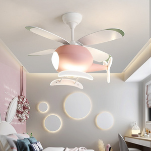 New Model Children's Room Helicopter Aircraft LED Ceiling Fan Light With Remote Control for Kids Bedroom Chandelier