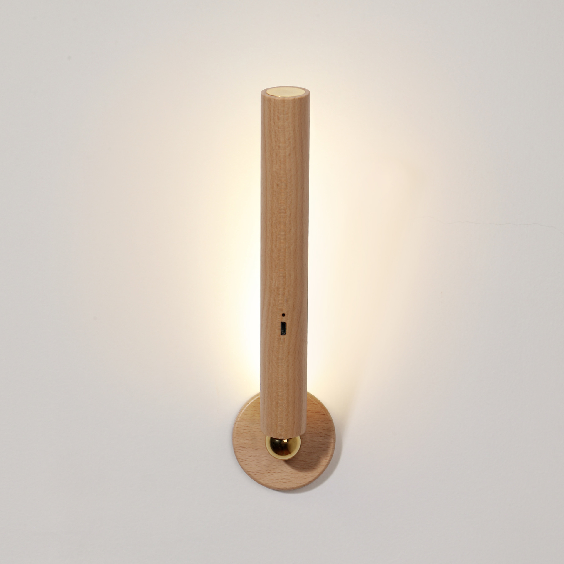 Bedroom Rotatable Rechargeable Bedside Wall Lamp Living Room Creative Wooden Corridor LED Wall Sconce