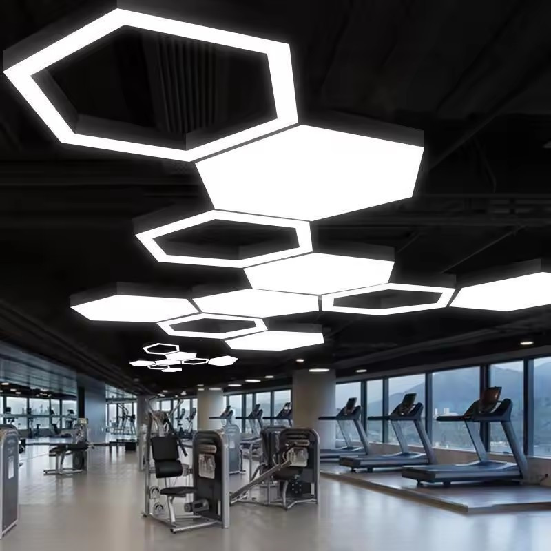 Custom Design Pendant Lights Gymnasium Hanging Chandelier Round Y V Shape Hexagonal Office Gym Ceiling Light